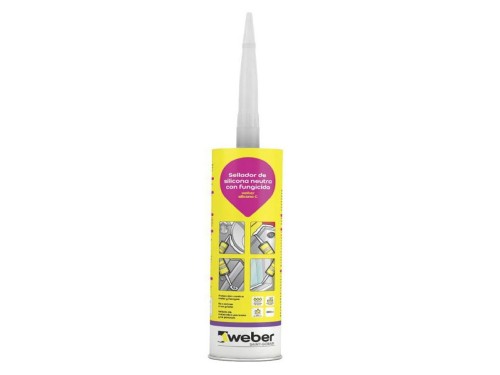 Sellador de silicona neutra con fungicida x 300 ml - WEBER SILICONA C